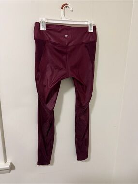 Fabletics Girls Maroon Ribbed Panel Leggings